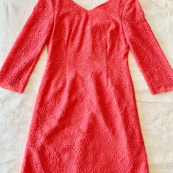 NEW! Lilly Pulitzer Island Coral Lace Dress Size 0 - Picture 9 of 11